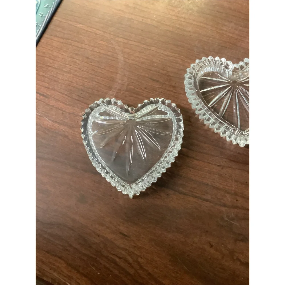 Gorham Crystal Glass Heart Bowl With Lid Full Lead Crystal West Germany